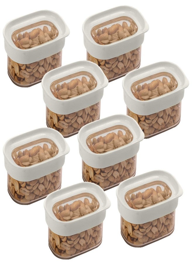 StacPro Airtight Kitchen Containers 180 ML, White Pack of 8 | BPA Free, Multipurpose Stackable Jar, Modular Storage, Pantry Organiser, Fridge & Dishwasher Safe, Clear & Transparent Lid - Image 1